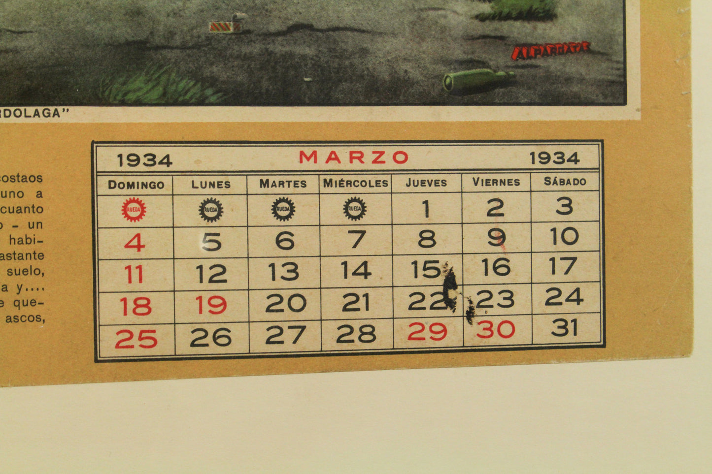 1934 "Marzo: La Berdolaga" Argentine Calendar