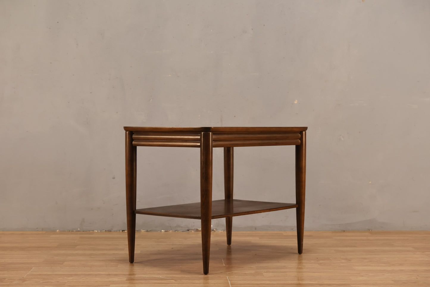 Simple Walnut & Laminate 2-Tier Side Table