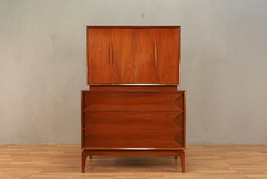 Luxe 1960s Sculptural Walnut Bachelor's Chest