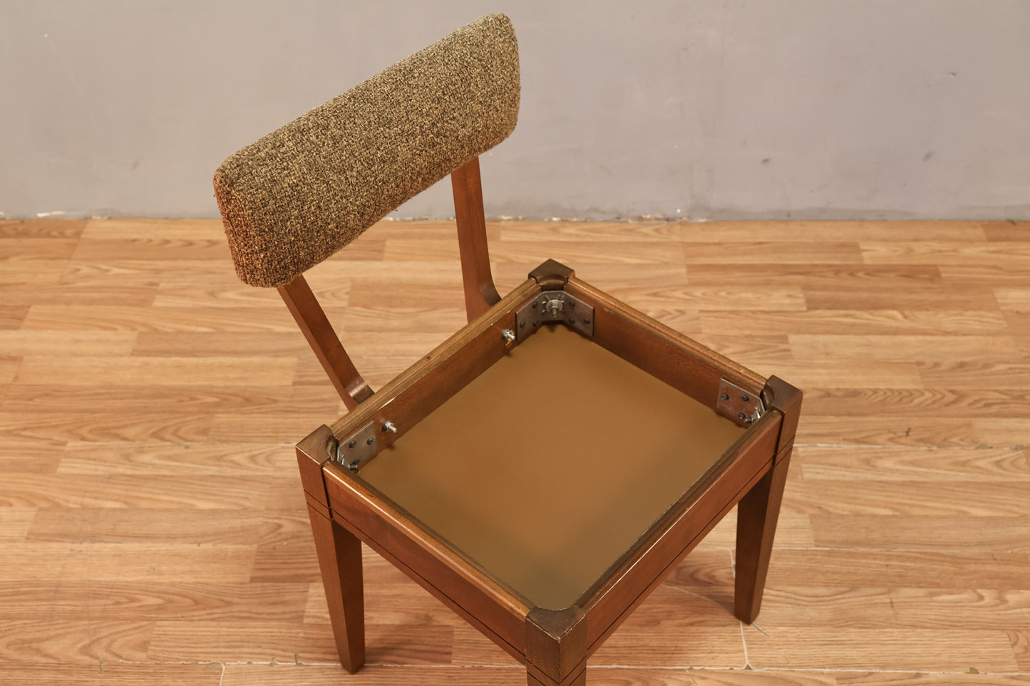 Mid Century Wool & Wood Sewing Chair  - ONLINE ONLY