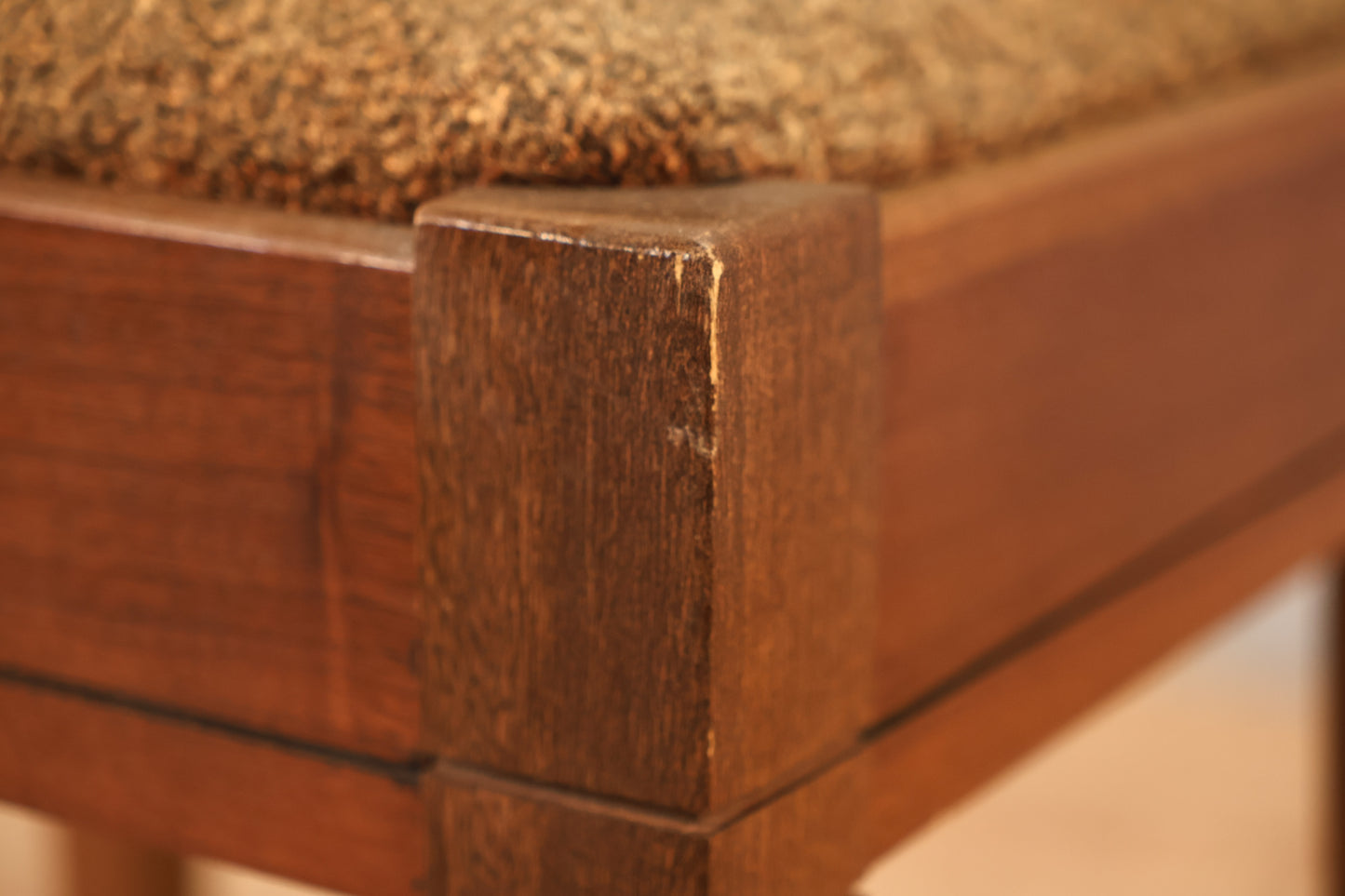 Mid Century Wool & Wood Sewing Chair  - ONLINE ONLY
