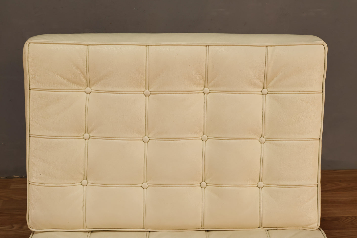 Barcelona-Style White Leather Lounge Chair