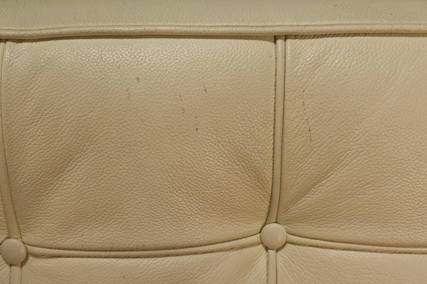 Barcelona-Style White Leather Lounge Chair