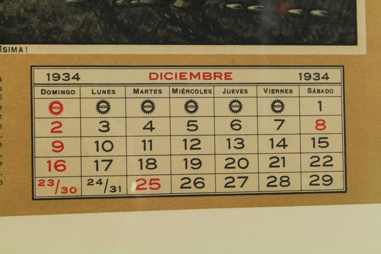 1934 "Diciembre: Ave María Purísima" Argentine Calendar