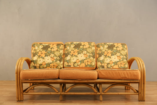 Boho Bamboo & Floral Sofa - ONLINE ONLY