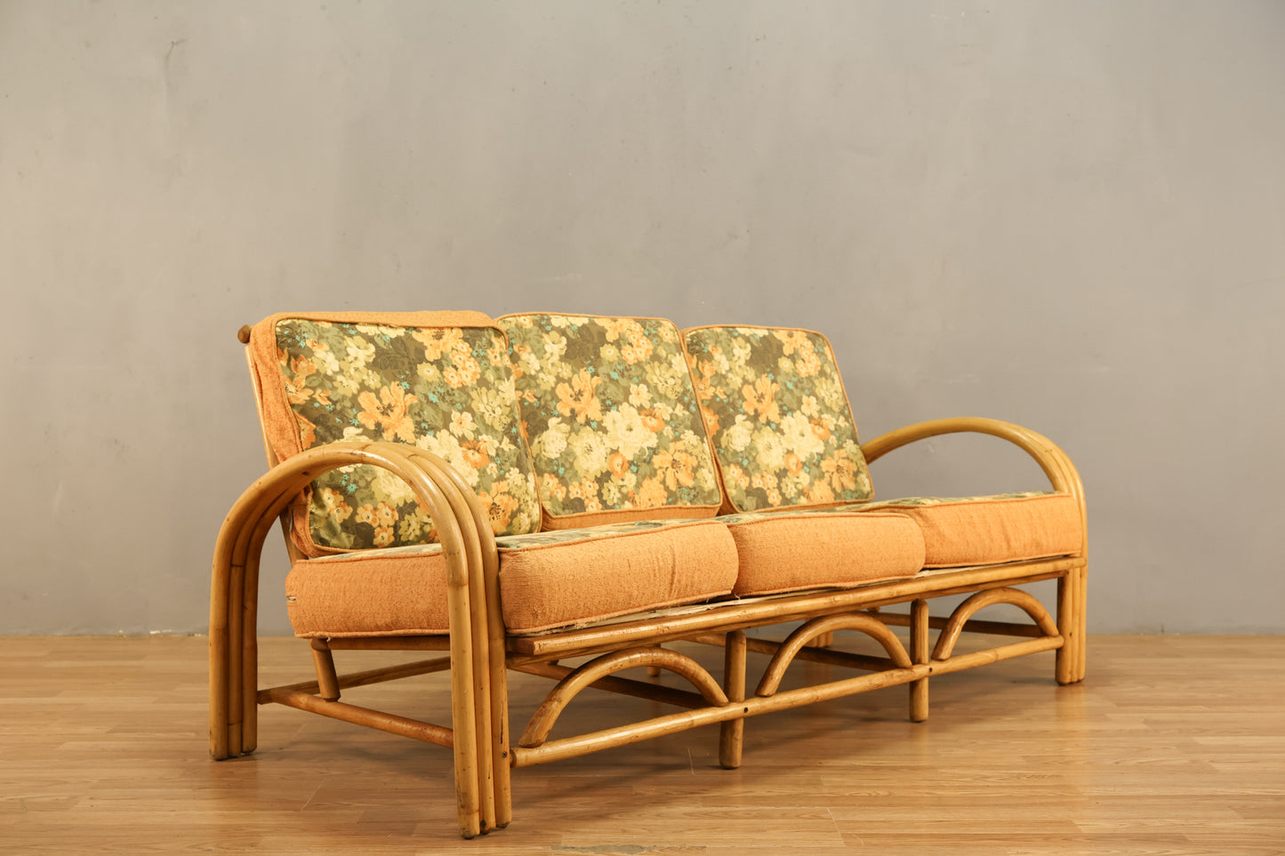Boho Bamboo & Floral Sofa - ONLINE ONLY