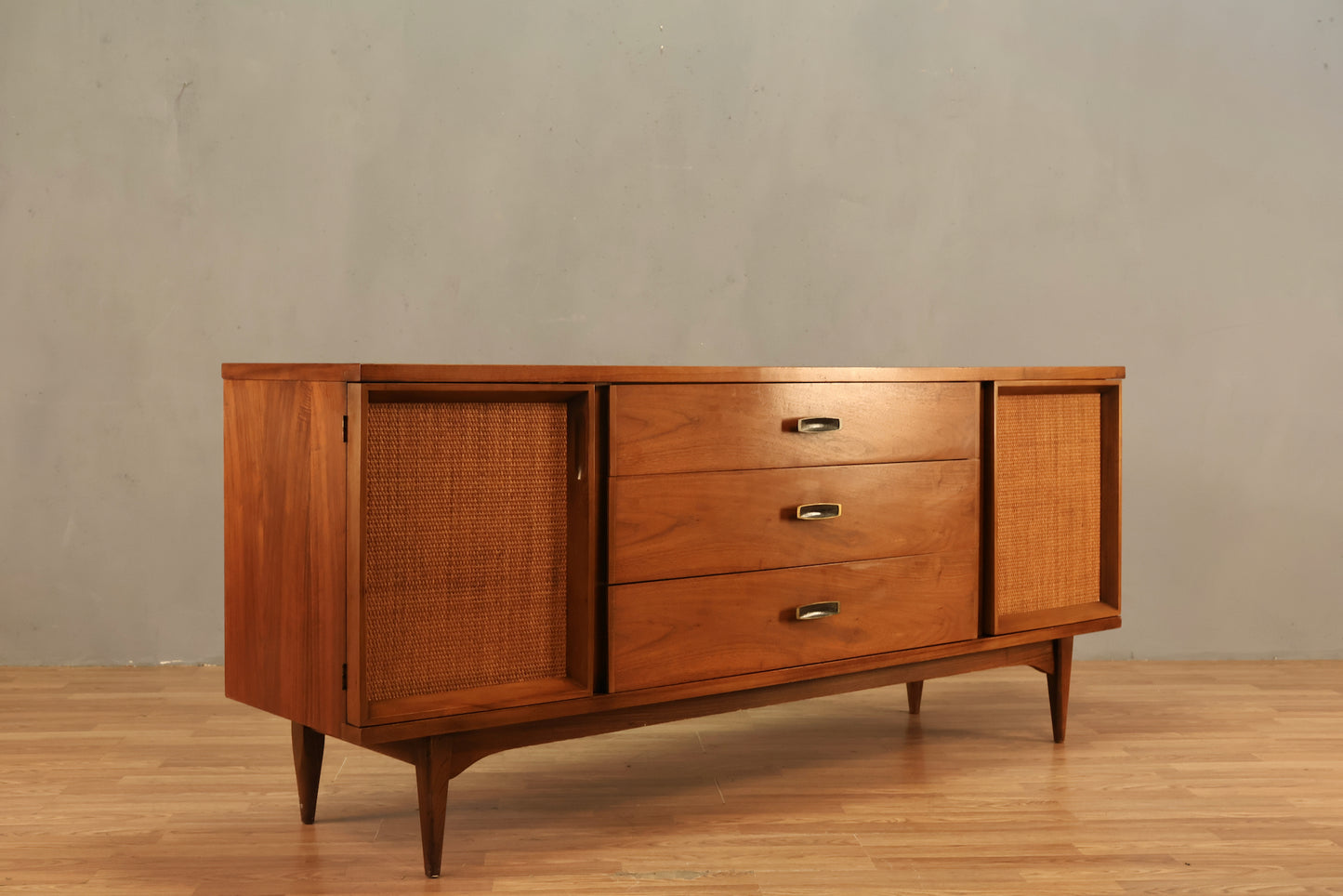 Kent Coffey Walnut & Woven Credenza