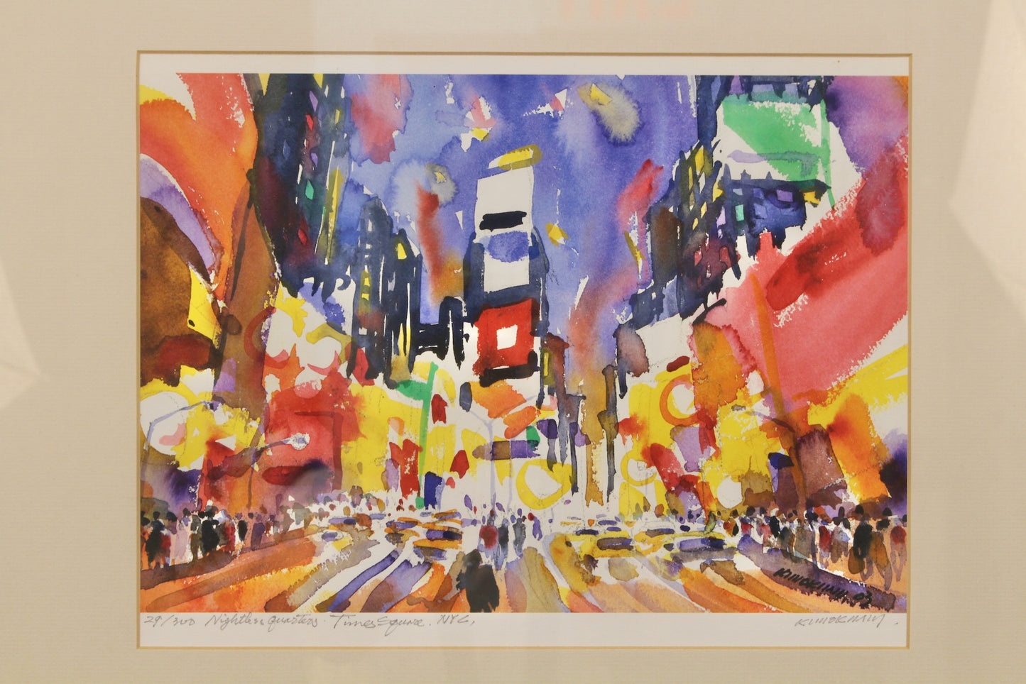 "Nightless Quarters, Times Square" Watercolor Print