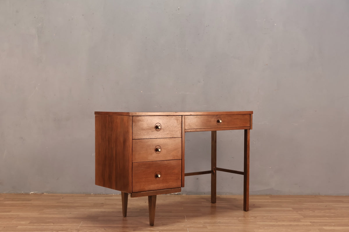 Stanley Walnut & Laminate 4-Drawer Desk