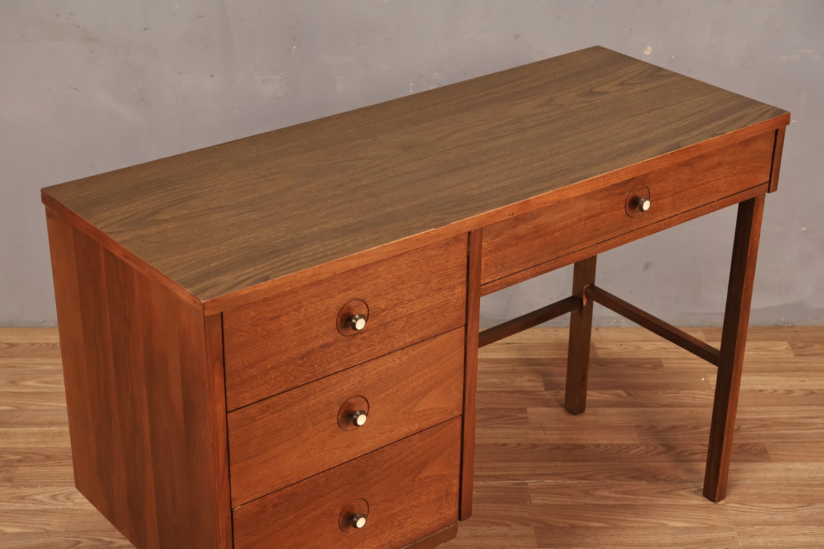 Stanley Walnut & Laminate 4-Drawer Desk