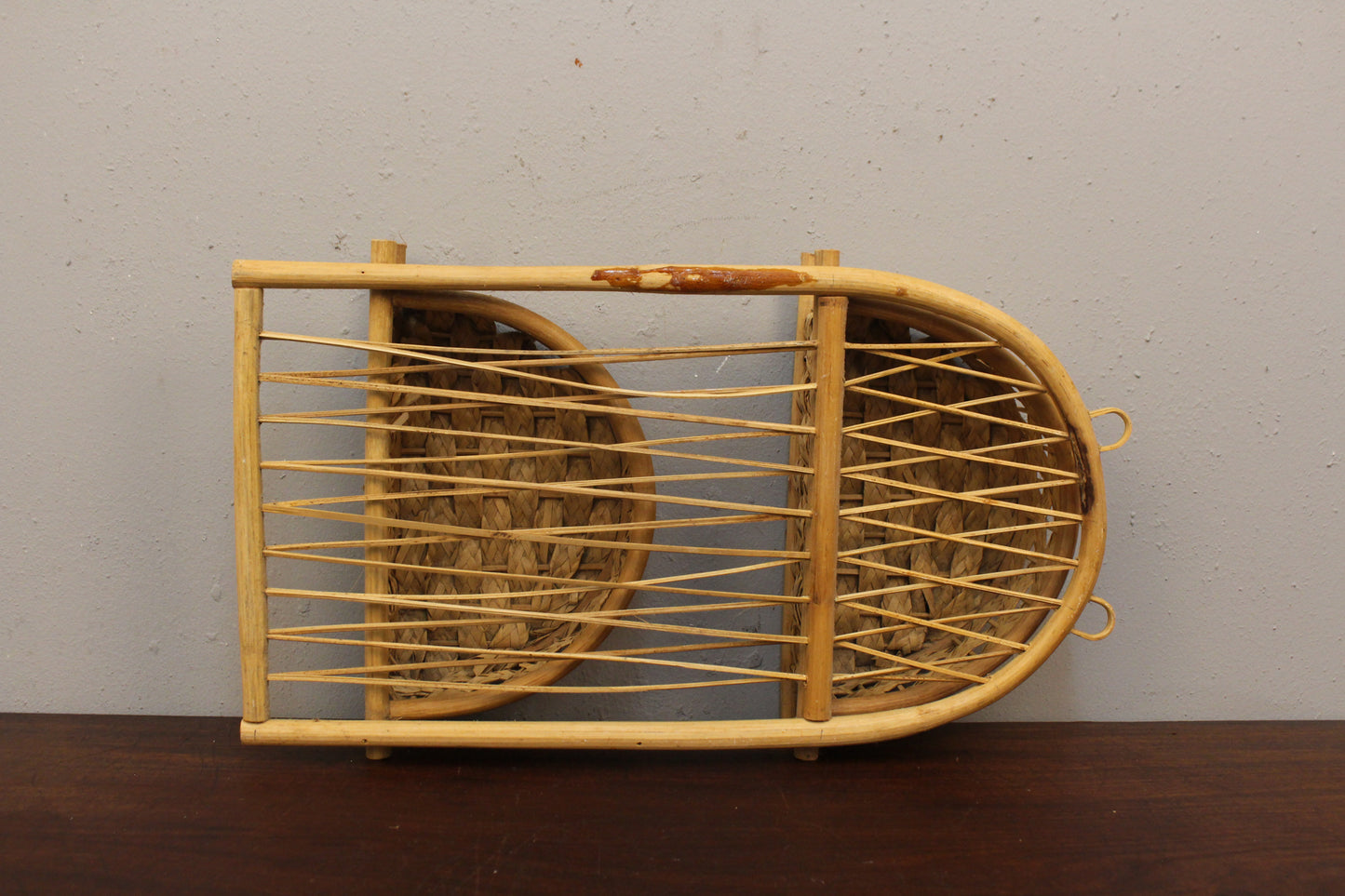 Slim Rattan 2-Tier Wall Shelf