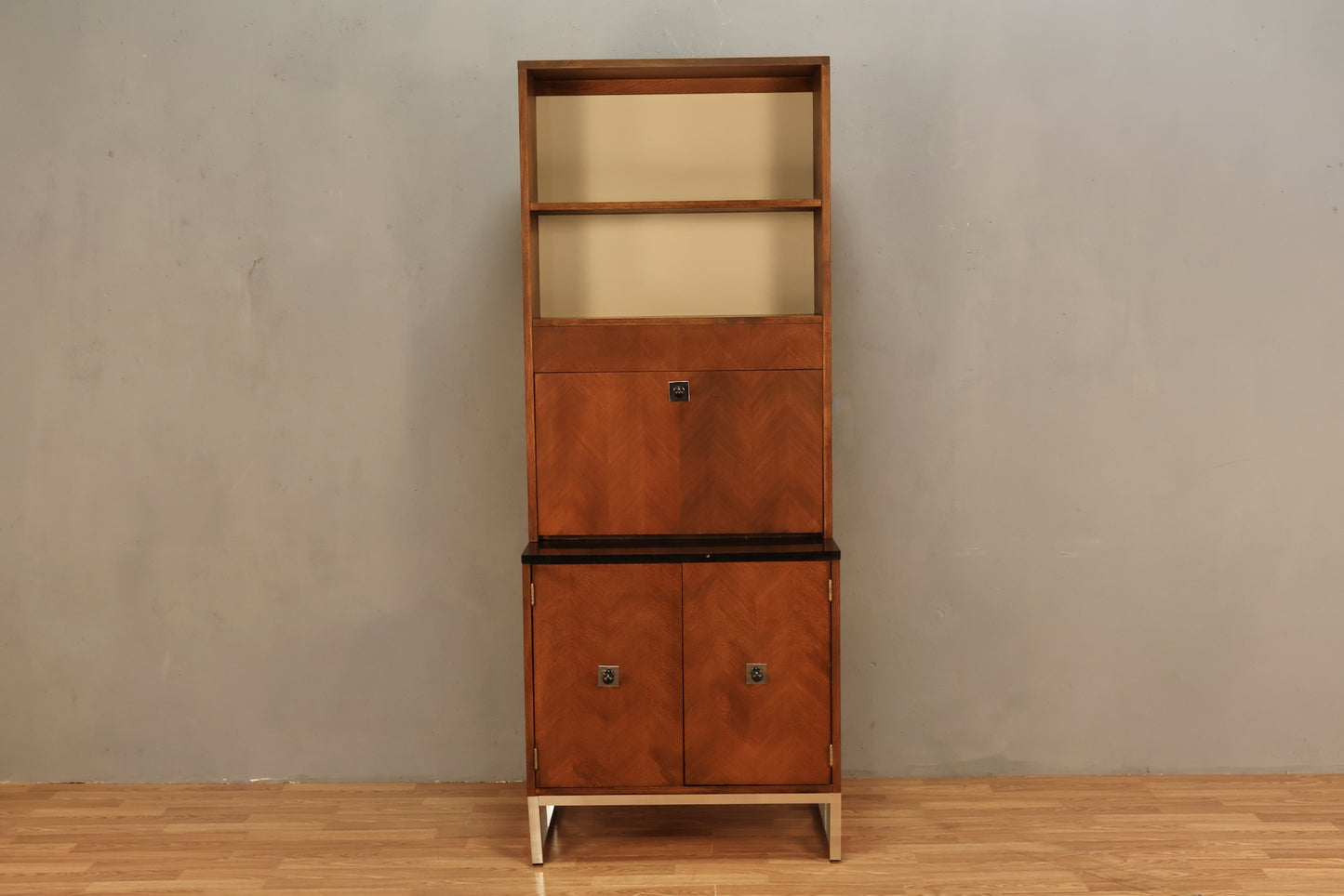 Luxe 1960s Walnut & Chrome Wall Unit