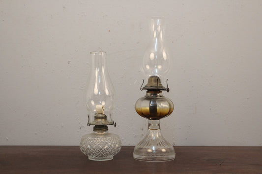 Pair of Glass Oil Lamps