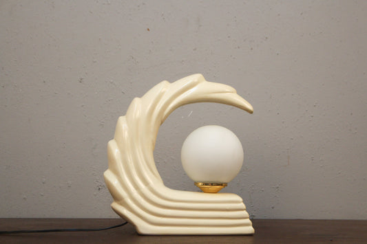 1980s Ceramic Wave Prop Table Lamp