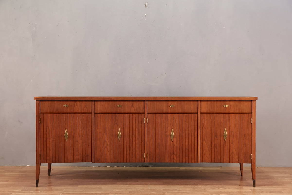 Concave Mid Century 4-Door Credenza