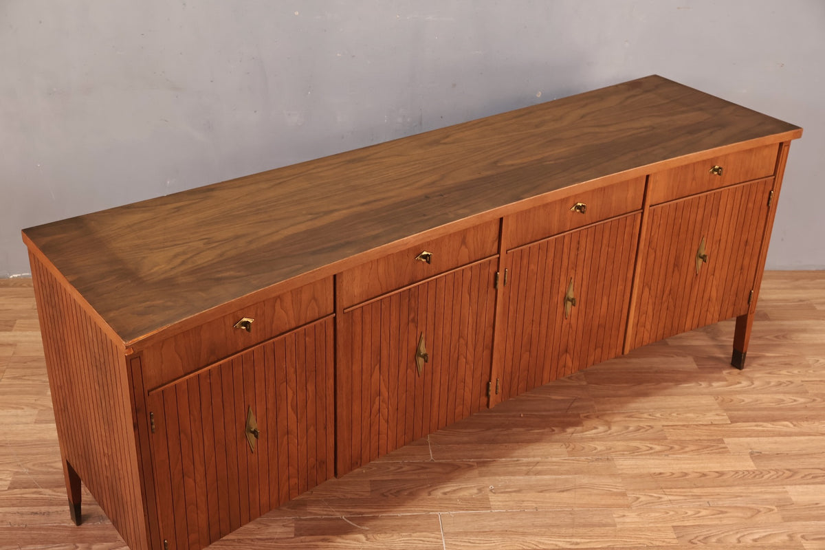 Concave Mid Century 4-Door Credenza