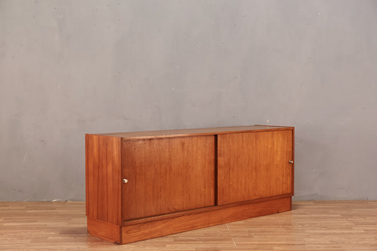 Low Teak Sliding-Door Credenza