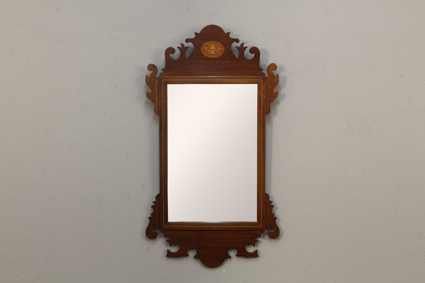 Carved Mahogany Inlay Mirror