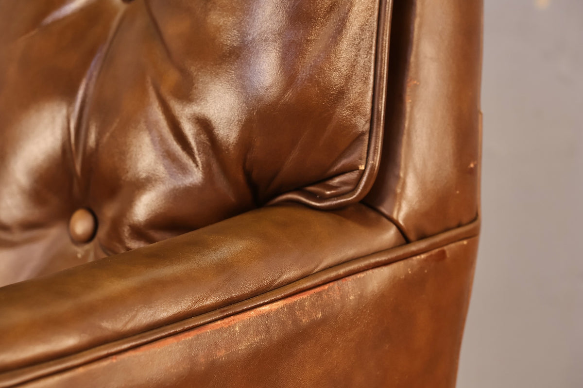 Mid Century Sepia Vinyl Executive Desk Chair