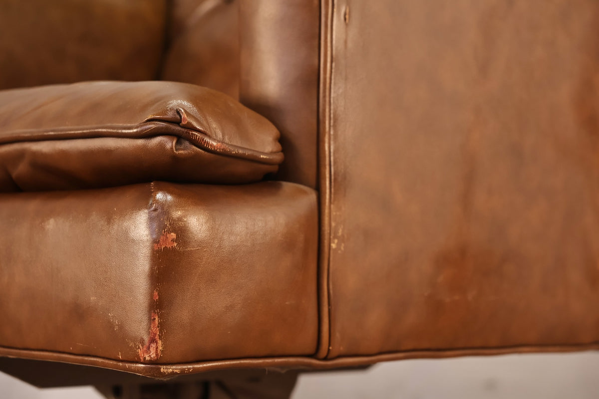 Mid Century Sepia Vinyl Executive Desk Chair