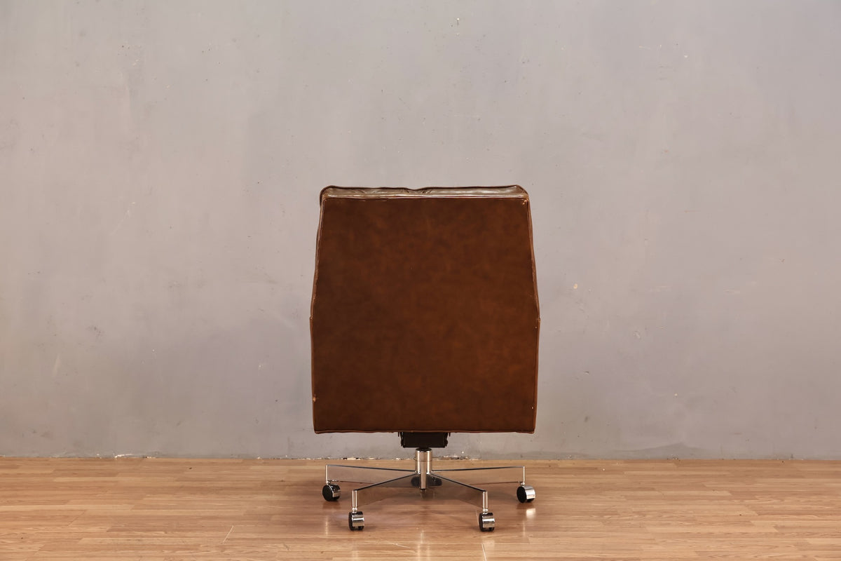 Mid Century Sepia Vinyl Executive Desk Chair