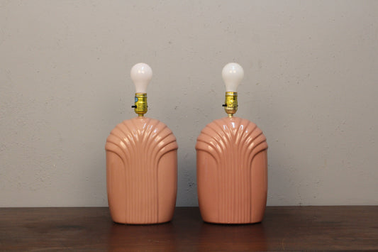 Pair of Mauve Ceramic Table Lamps