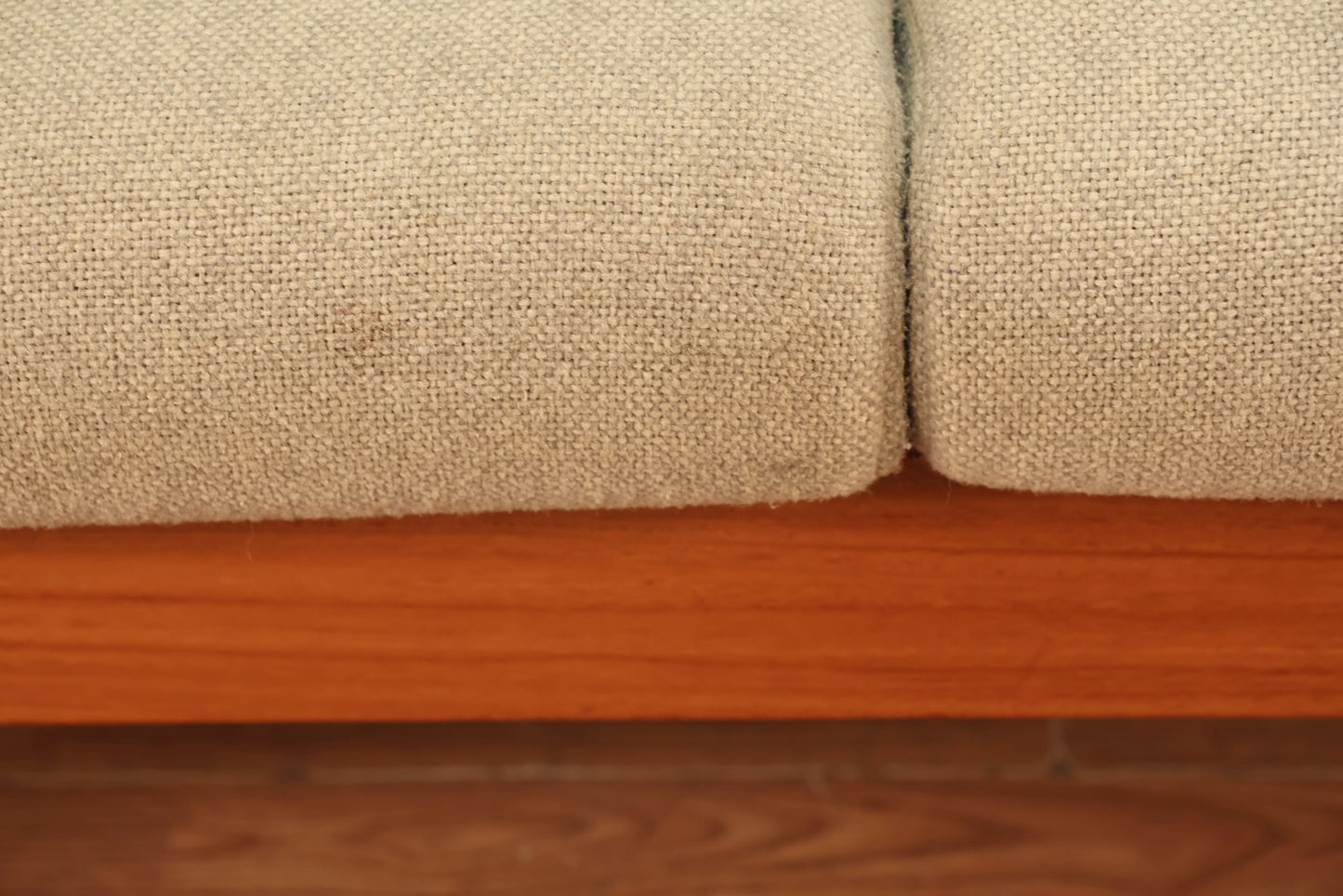 Danish Teak & Pale Gray Loveseat