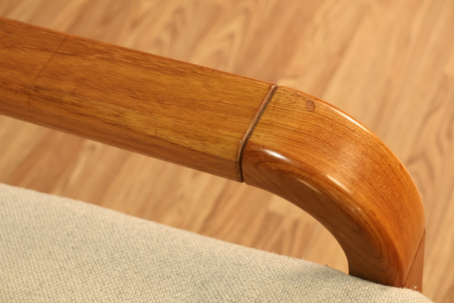Danish Teak & Pale Gray Loveseat