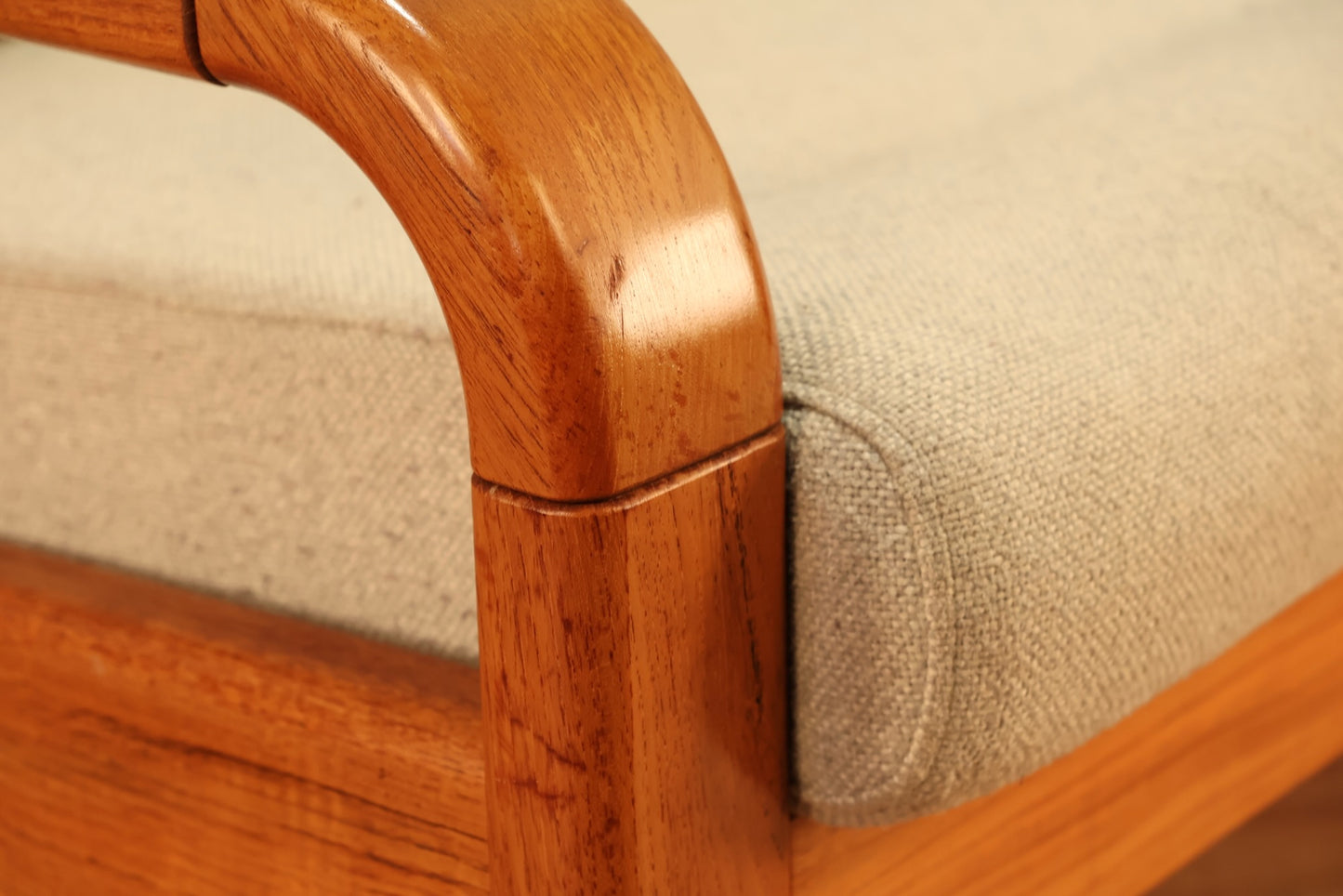 Danish Teak & Pale Gray Loveseat