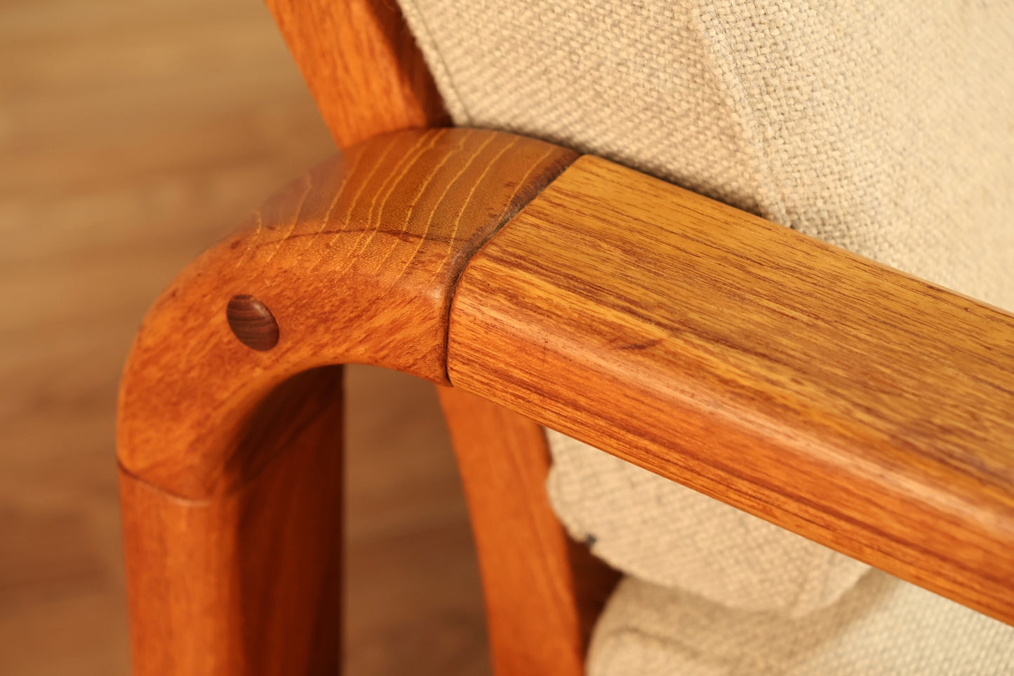 Danish Teak & Pale Gray Loveseat