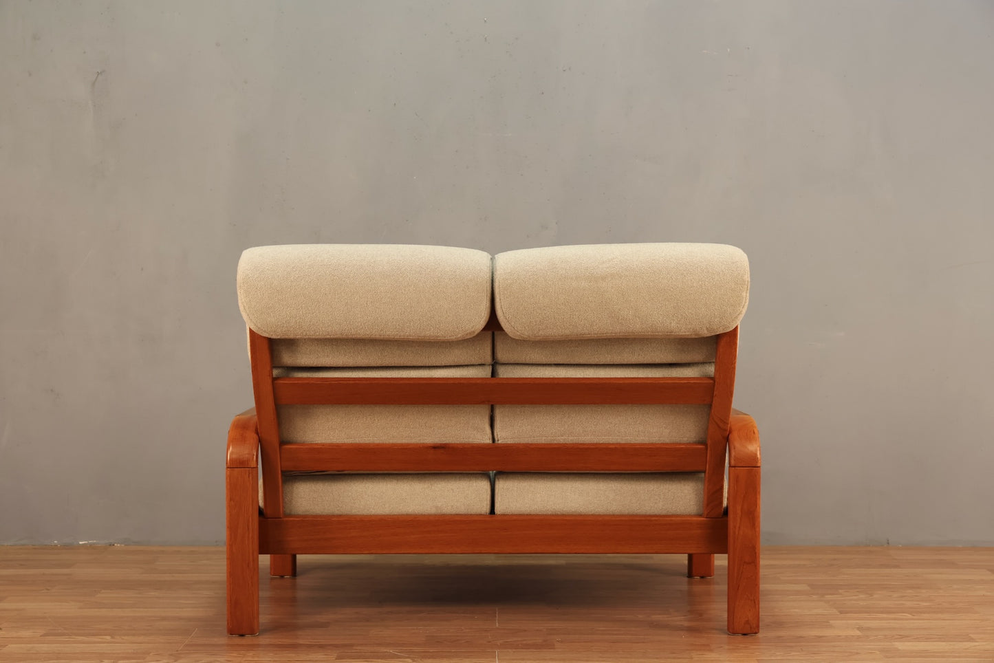 Danish Teak & Pale Gray Loveseat