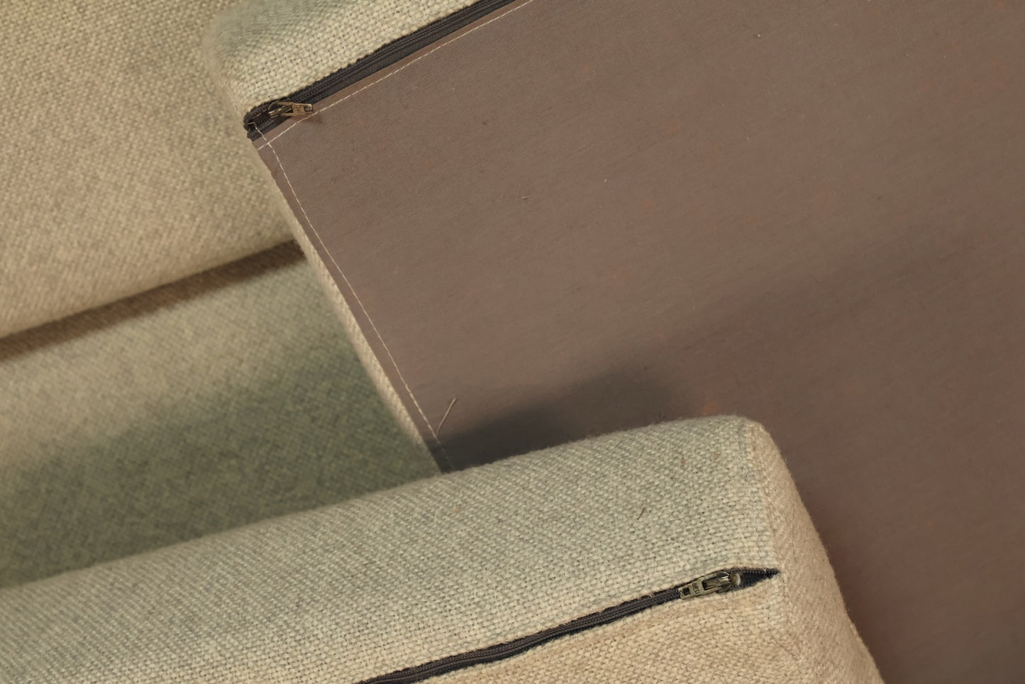 Danish Teak & Pale Gray Loveseat
