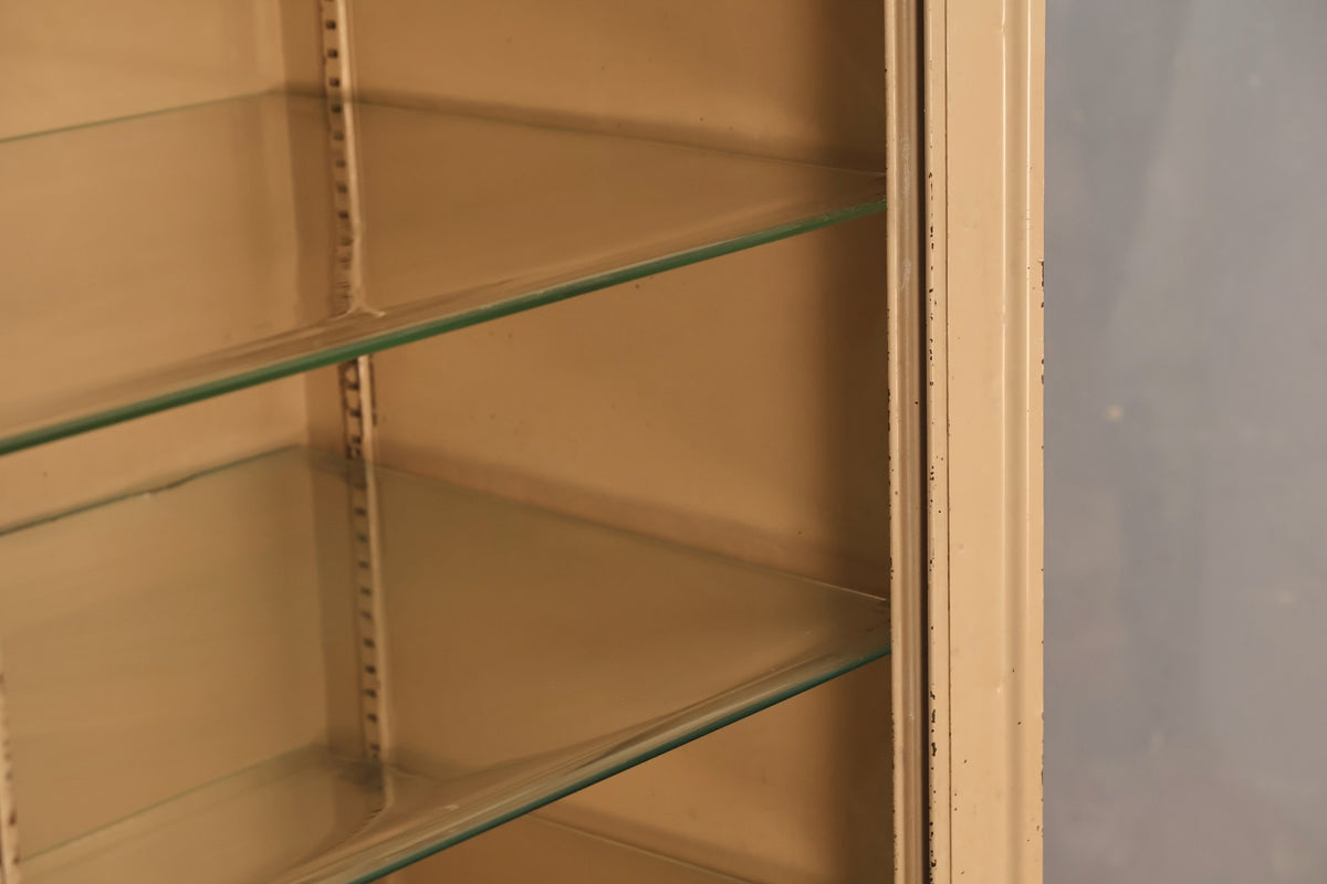 Antique Slim Steel & Glass Medical Cabinet