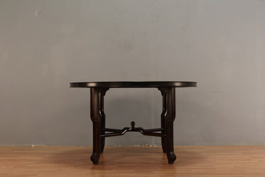 Regency Round Burl & Black Dining Table - ONLINE ONLY