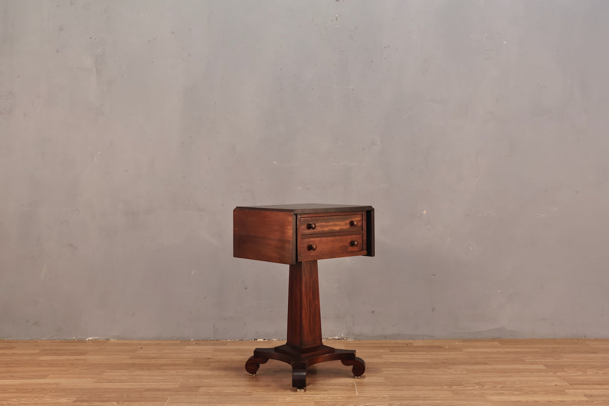 Mahogany Drop-Leaf 2-Drawer End Table