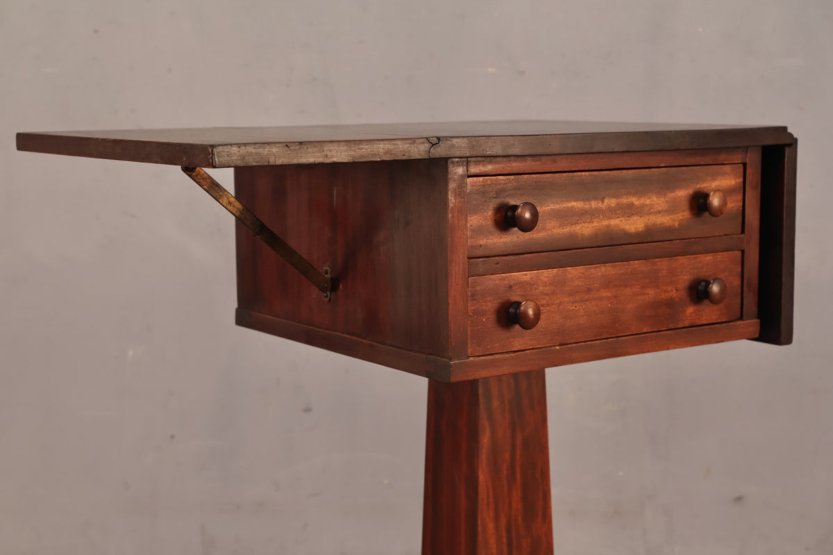 Mahogany Drop-Leaf 2-Drawer End Table