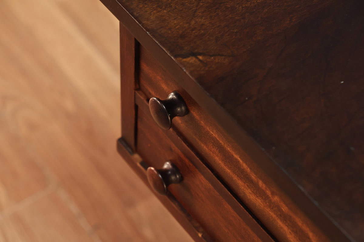 Mahogany Drop-Leaf 2-Drawer End Table