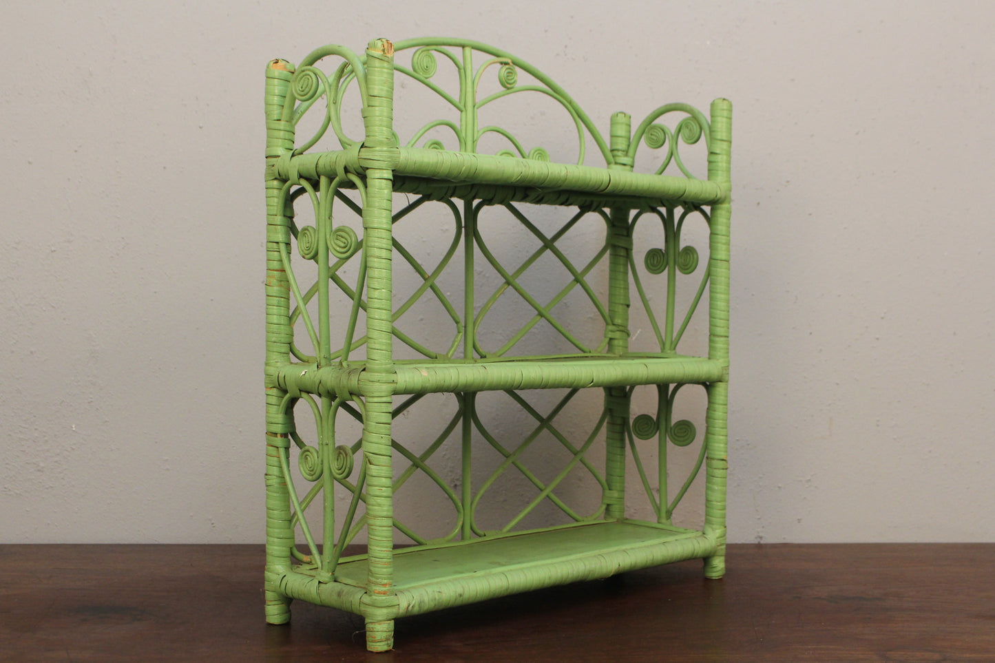 Mint Green Rattan Shelf