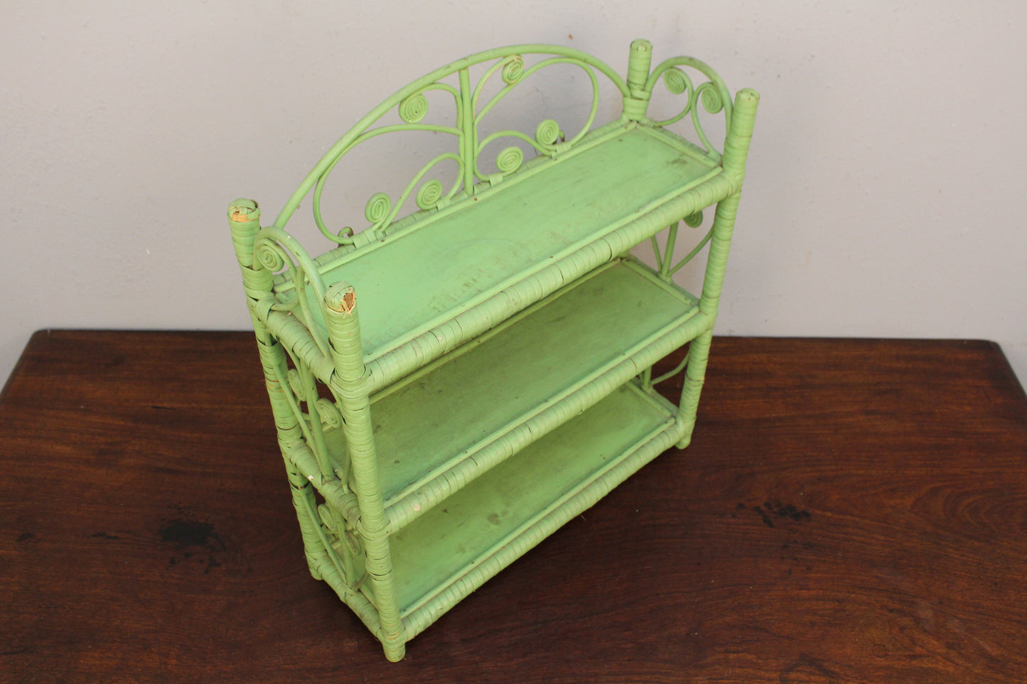 Mint Green Rattan Shelf