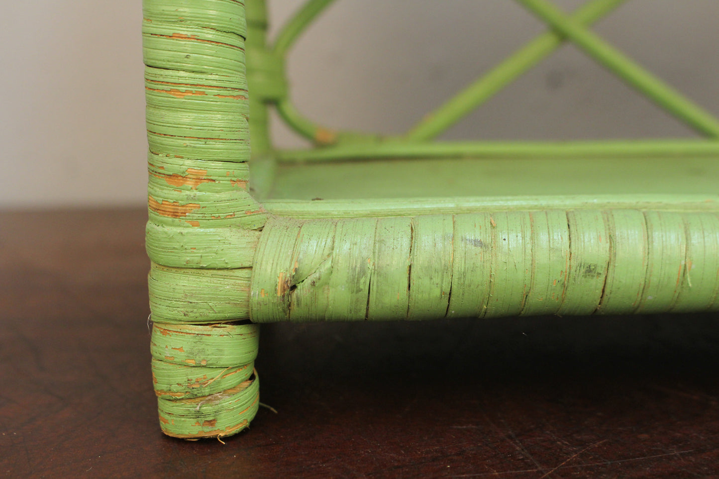 Mint Green Rattan Shelf