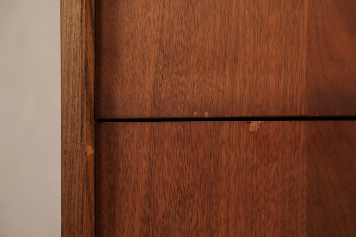 Boxy Walnut & Laminate 2-Drawer Nightstand