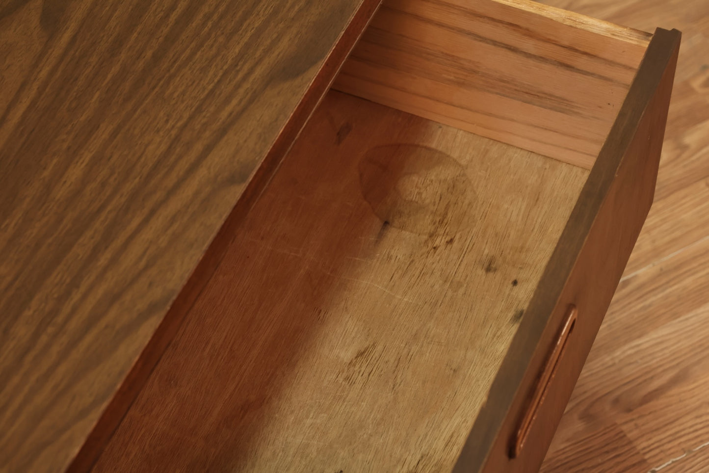 Boxy Walnut & Laminate 2-Drawer Nightstand