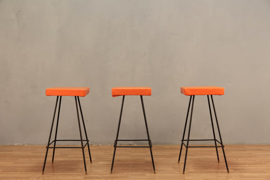 Atomic "Orange Chiclet" Counter Stool