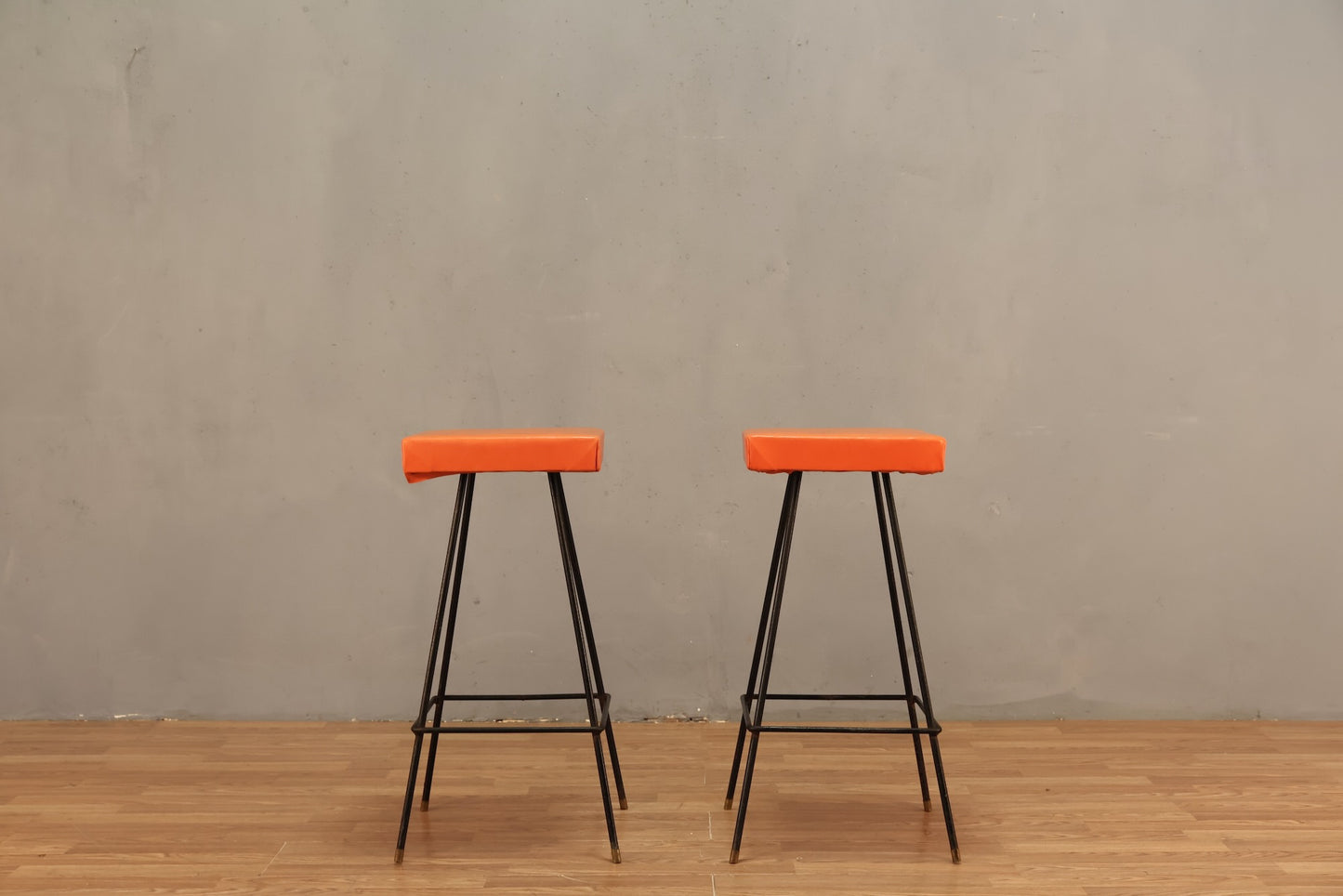 Atomic "Orange Chiclet" Counter Stool