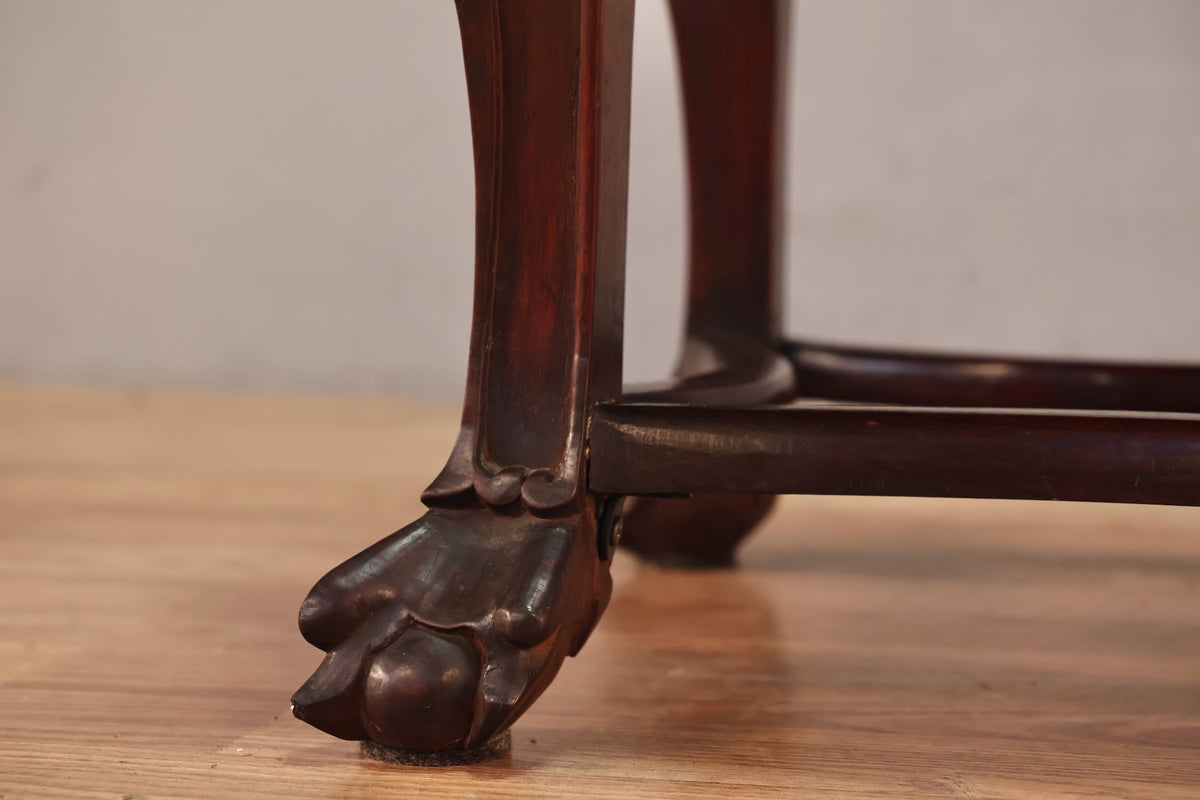 Chinese Carved Marble-Top Side Table