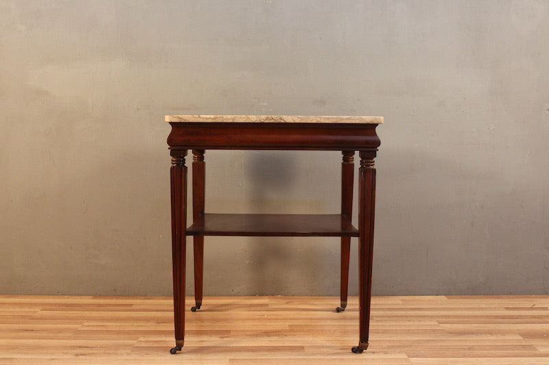 Marble & Mahogany Square End Table - ONLINE ONLY