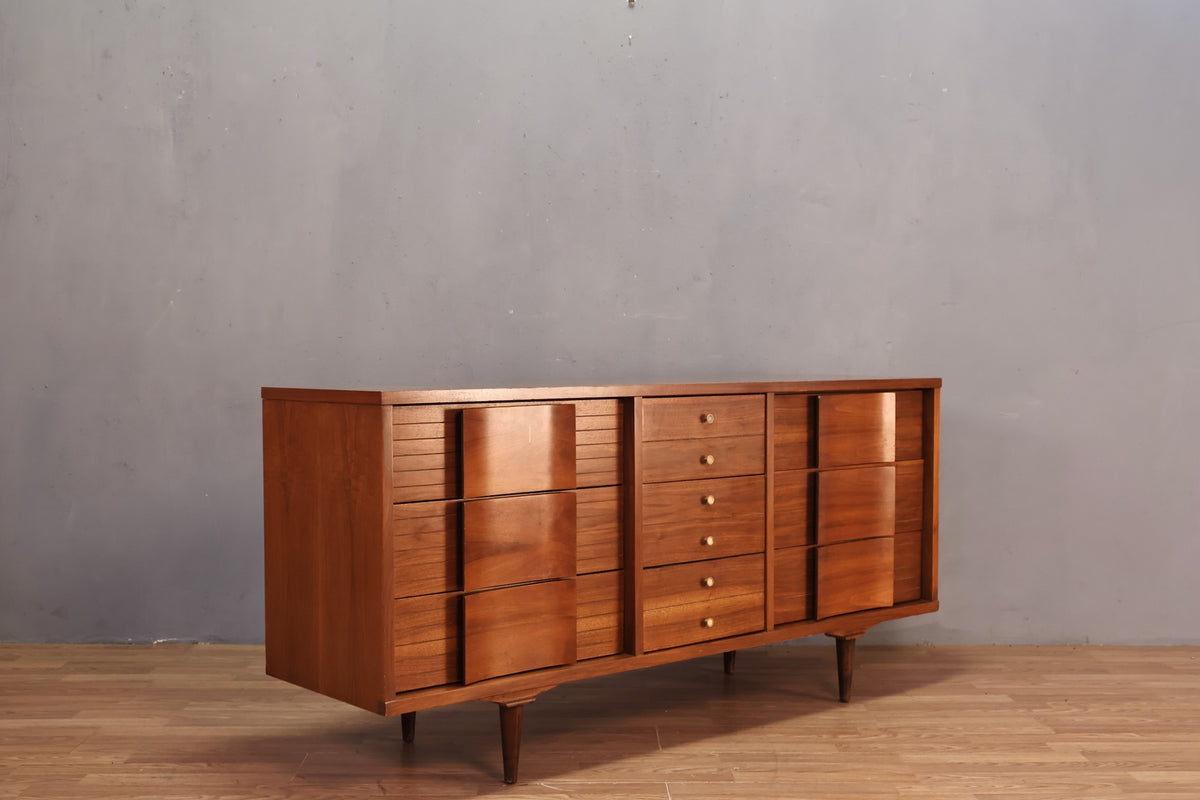 Johnson Carper Walnut & Laminate 9-Drawer Dresser
