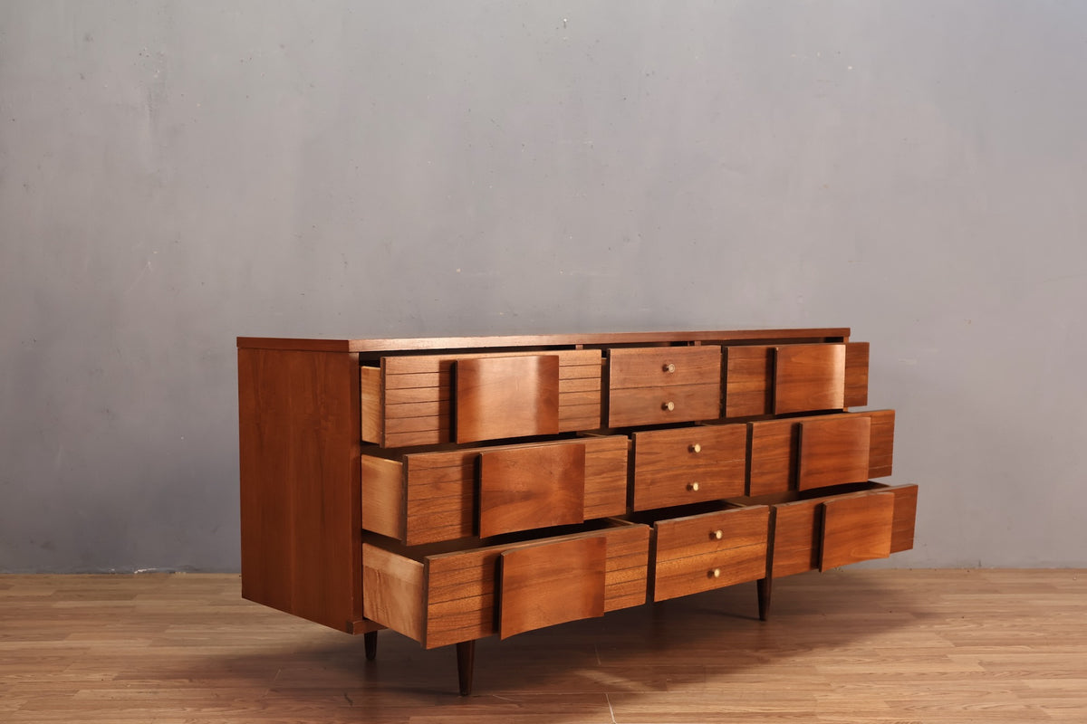 Johnson Carper Walnut & Laminate 9-Drawer Dresser