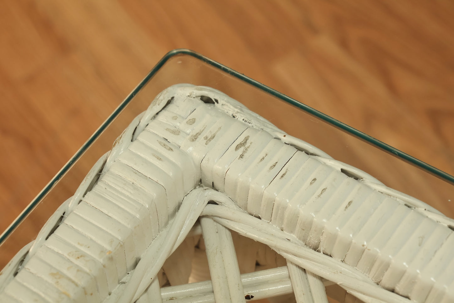 White Wicker & Glass Coffee Table - ONLINE ONLY