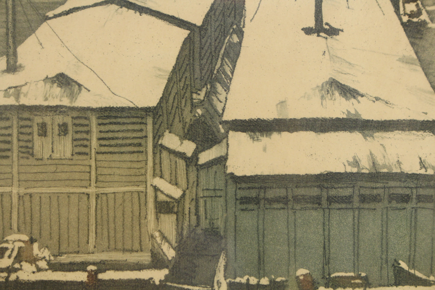 "Quai Voltaire in Winter" 1925 Aquatint